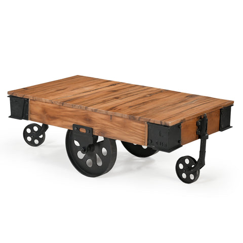 OLD RAILWAY SLEEPER INDUSTRIAL CART COFFEE TABLE Philbee Interiors 