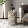 JONAH MOTHER OF PEARL HAND MADE STOOL/SIDE TABLE SIDE TABLE Philbee Interiors 