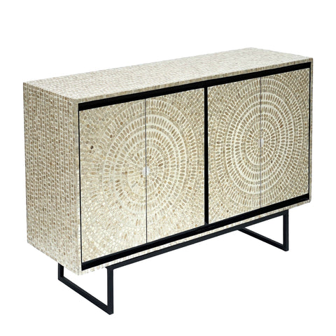 MOTHER OF PEARL HAND MADE SWIRL SIDEBOARD Cabinets & Storage Philbee Interiors 