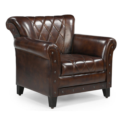 STUDDED LEATHER ARM CHAIR Philbee Interiors 