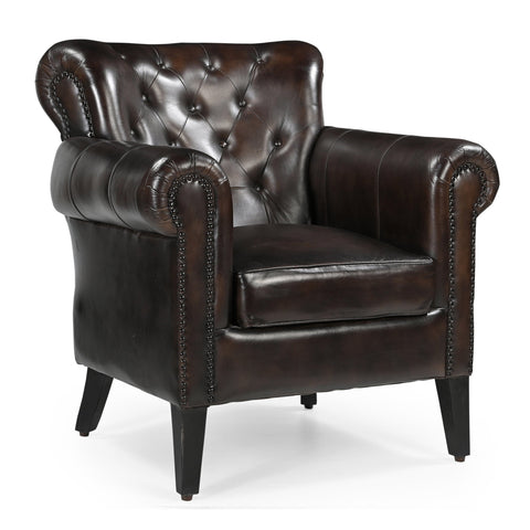 CHOCOLATE LEATHER ARMCHAIR Philbee Interiors 