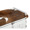 COWHIDE IRON LOCKER BENCH Furniture Philbee Interiors 