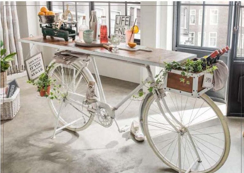 WHITE VINTAGE BICYCLE BAR Philbee Interiors 