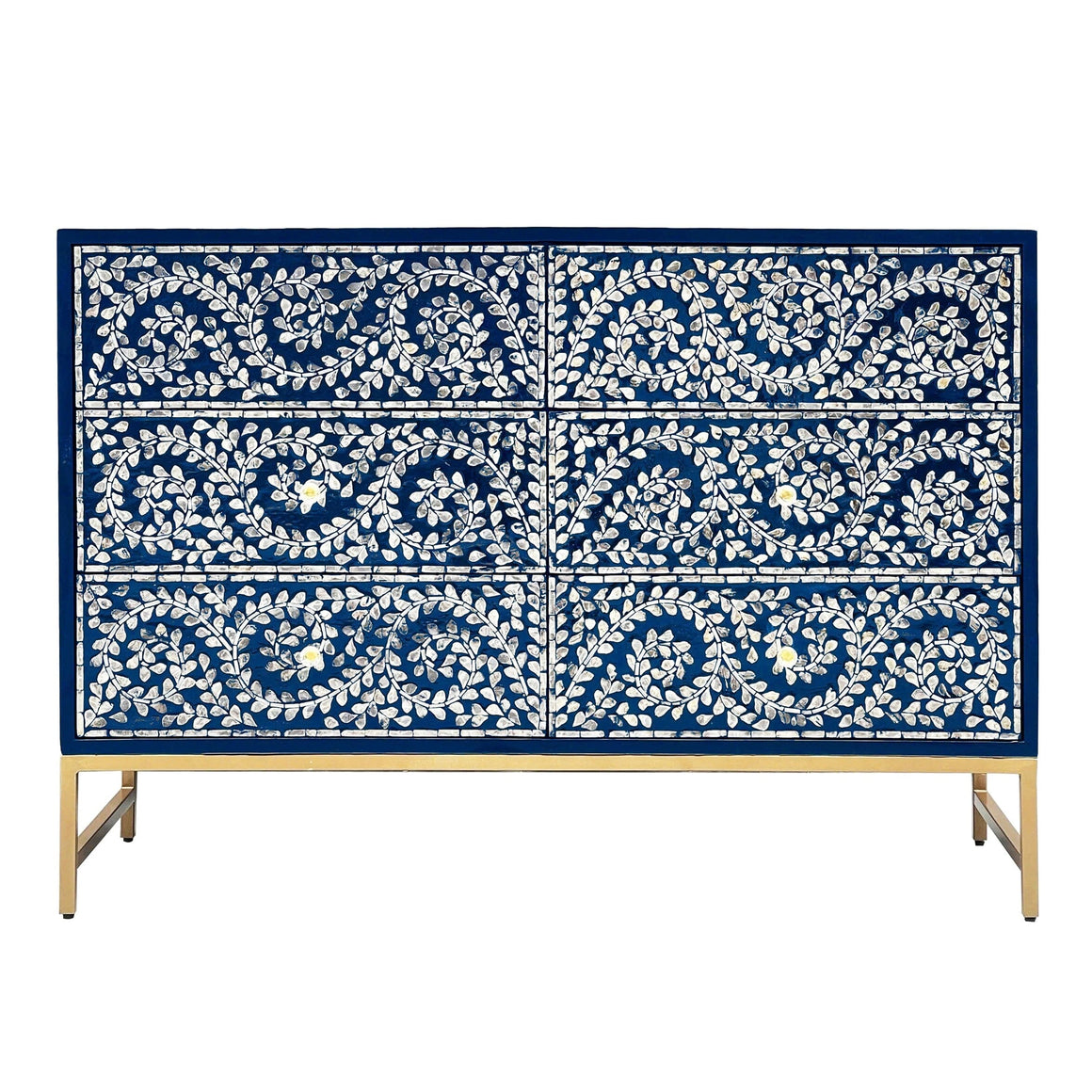 MOTHER OF PEARL ENCHANTING VINE CHEST OF DRAWERS BLUE HUE Cabinets & Storage Philbee Interiors 